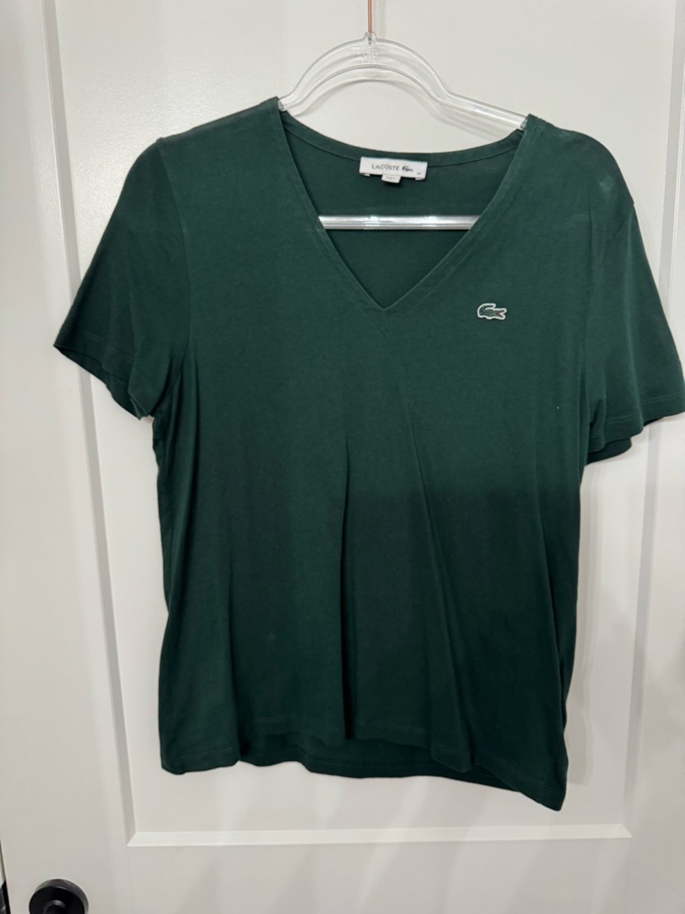 Lacoste Women's V-Neck Short Sleeve Tee - Forest Green